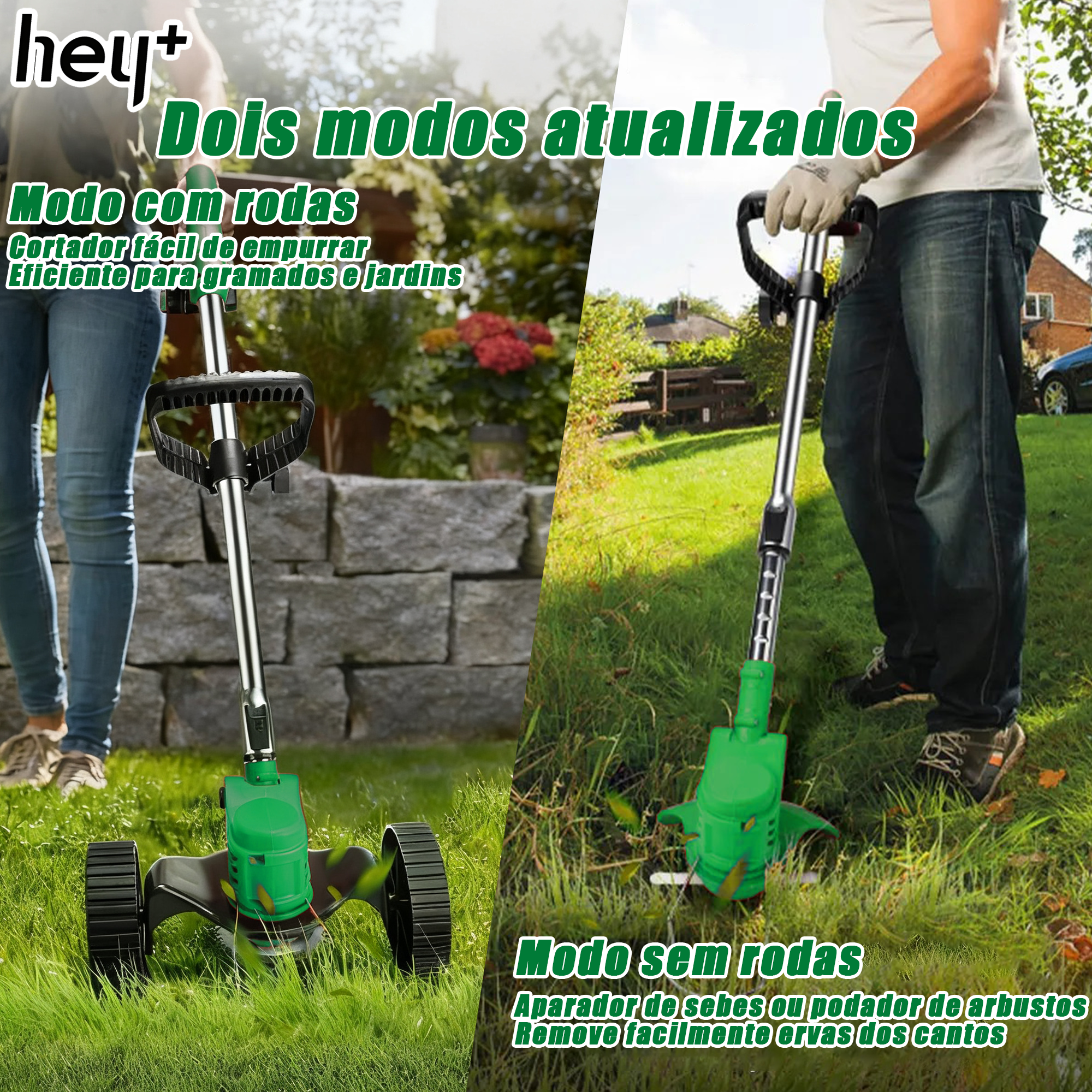 Hey+ cortador de grama elétrico, 2500W aparador de grama, 10000RPM Alta velocidade