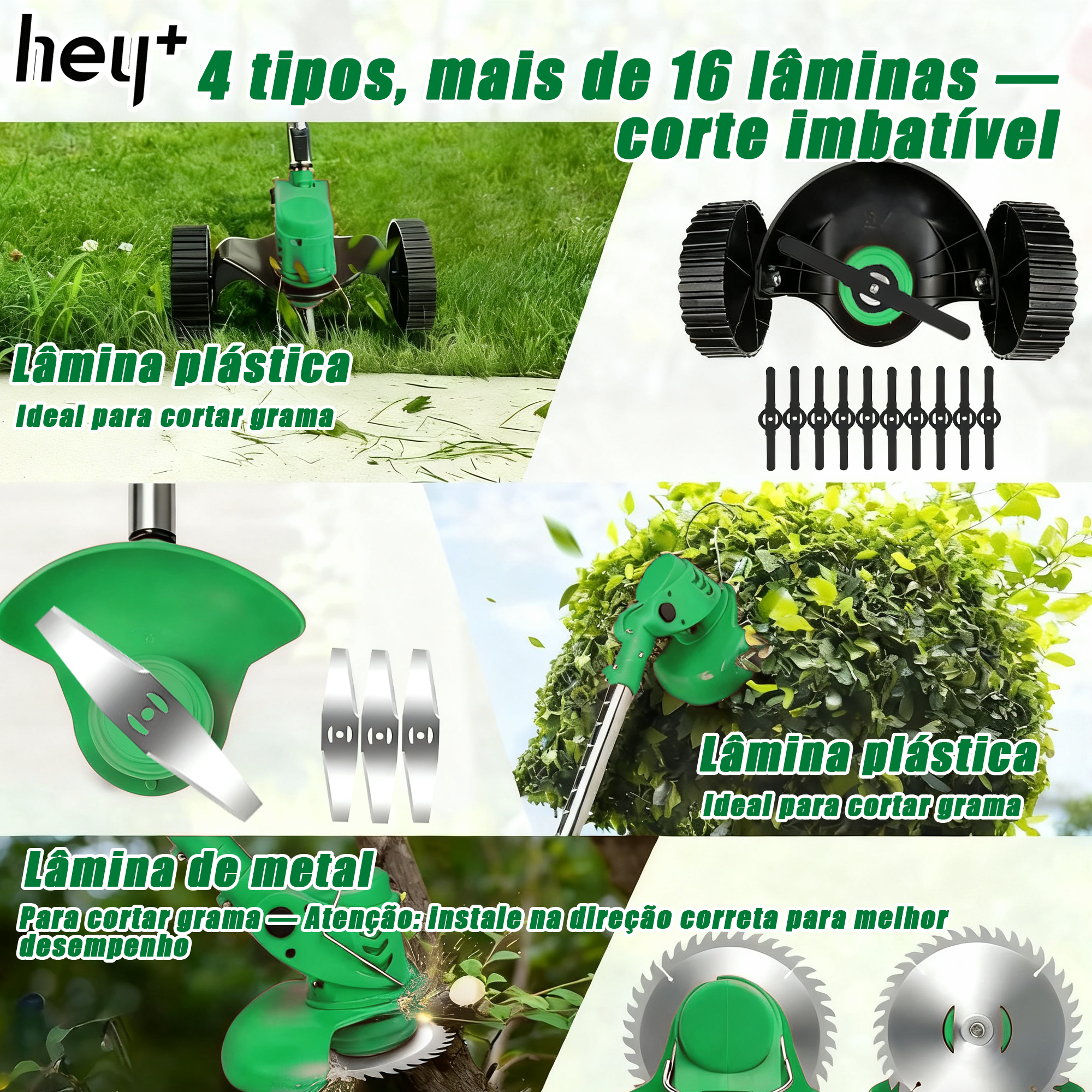 Hey+ cortador de grama elétrico, 2500W aparador de grama, 10000RPM Alta velocidade