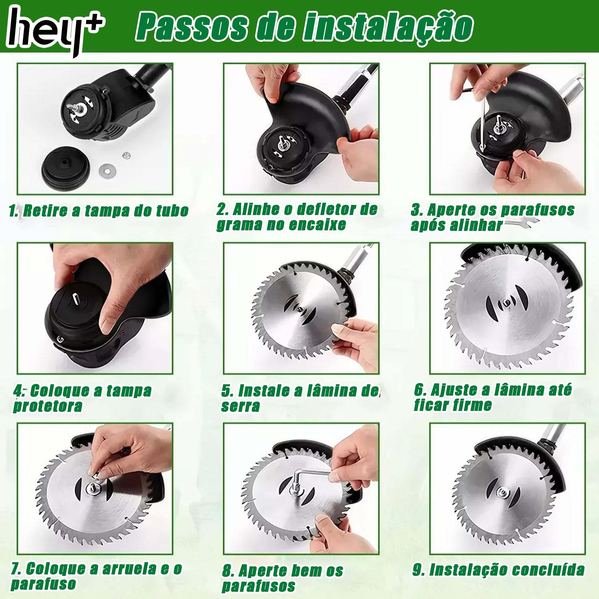 Hey+ cortador de grama elétrico, 2500W aparador de grama, 10000RPM Alta velocidade