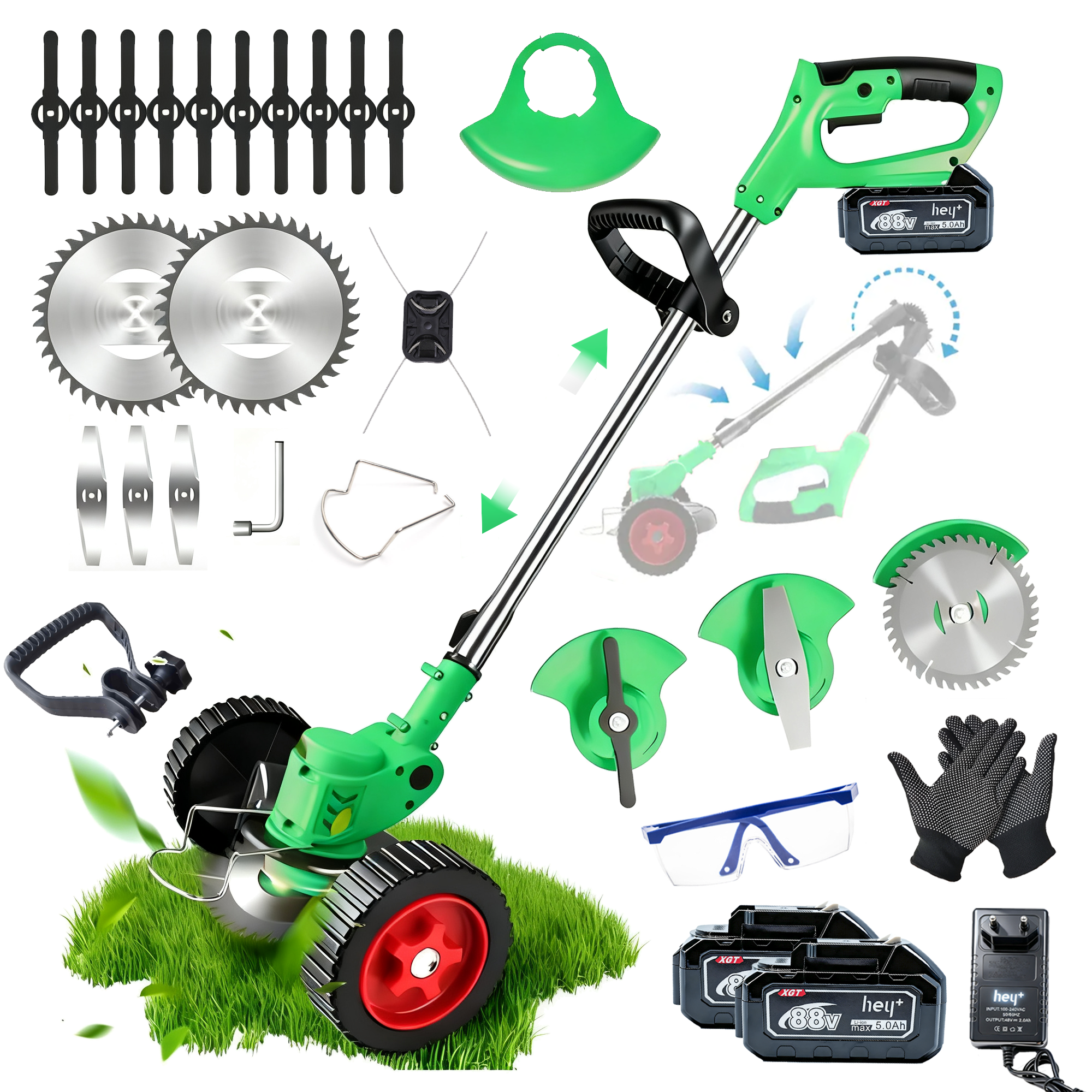 Hey+ cortador de grama elétrico, 2500W aparador de grama, 10000RPM Alta velocidade